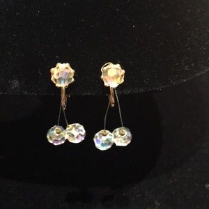 Crystal like gold clip on earrings